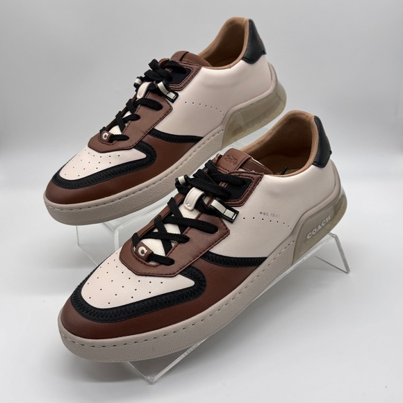 Coach CitySole Court Sneakers Men’s 10D Brown Black White Leather Low Top Shoes - Picture 3 of 16